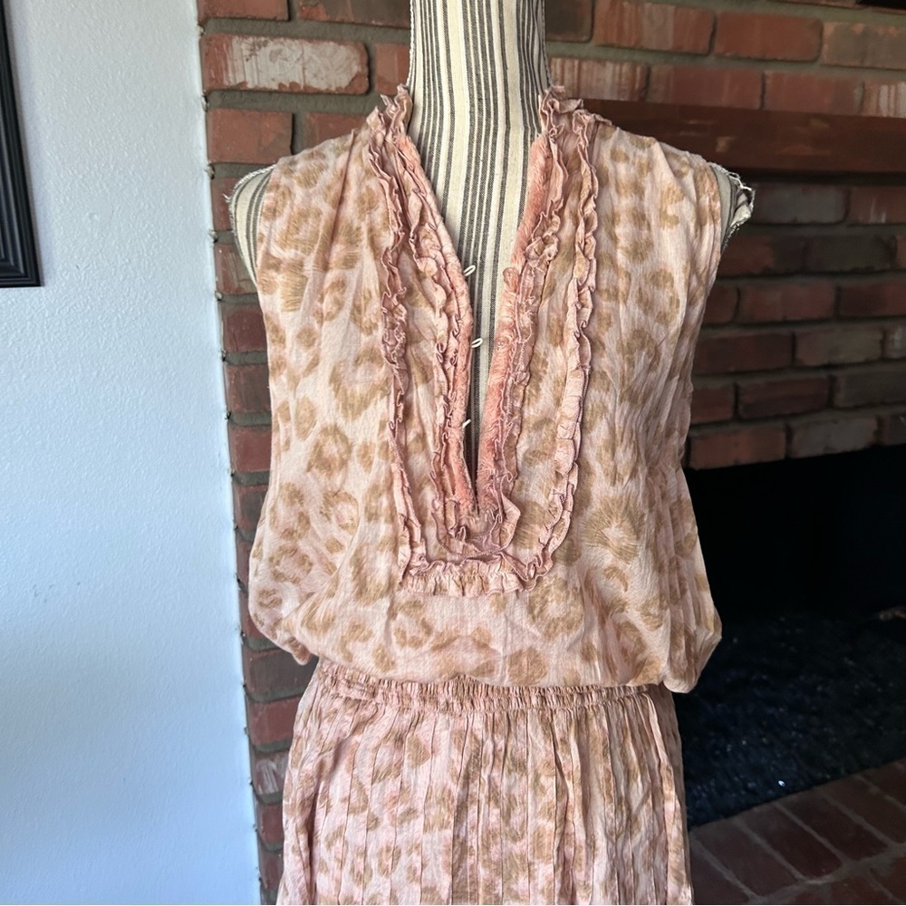 Lola Austrailia Pink Leopard Print Sleeveless Cotton Dress Sz S - Picture 2 of 8